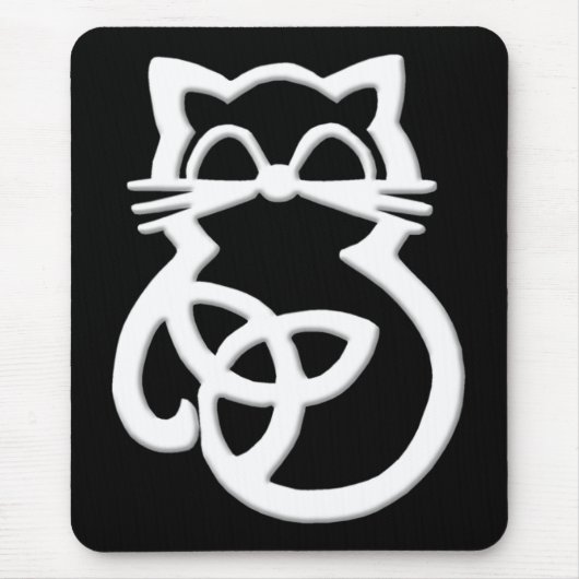 White Trinity Knot Celtic Cat Mousepad (Vorne)