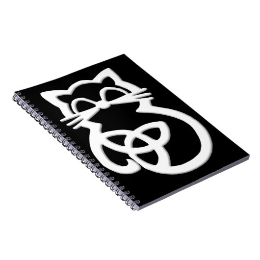 White Trinity Knot Celtic Cat Notebook Notizblock (Rechte Seite)