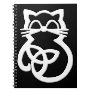 White Trinity Knot Celtic Cat Notebook Notizblock