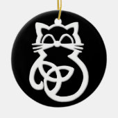 White Trinity Knot Celtic Cat Ornament (Vorne)