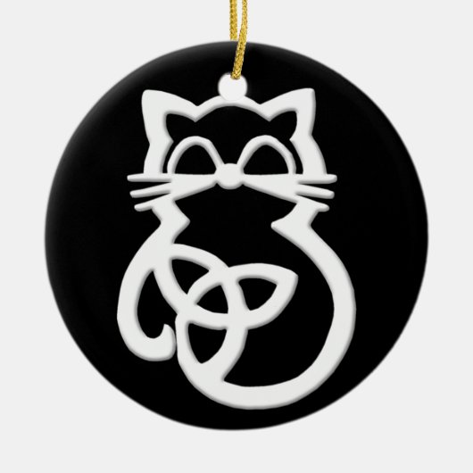 White Trinity Knot Celtic Cat Ornament (Vorne)