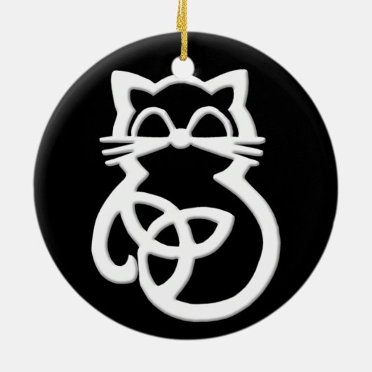 White Trinity Knot Celtic Cat Ornament (Hinten)