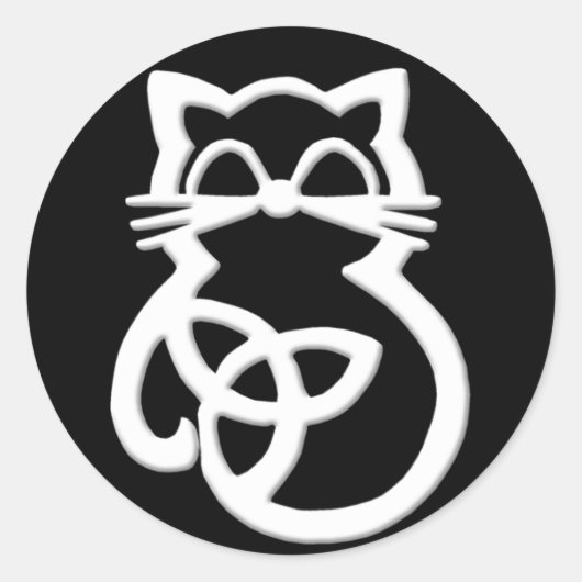 White Trinity Knot Celtic Cat Stickers (Vorderseite)