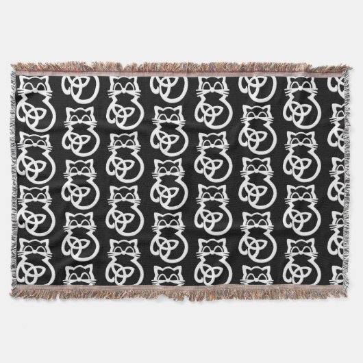 White Trinity Knot Celtic Cat Throw Blanket Decke (Vorderseite)