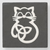 White Trinity Knot Celtic Cat Untersetzer (Vorderseite)