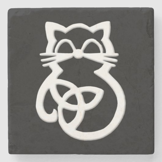 White Trinity Knot Celtic Cat Untersetzer (Vorderseite)