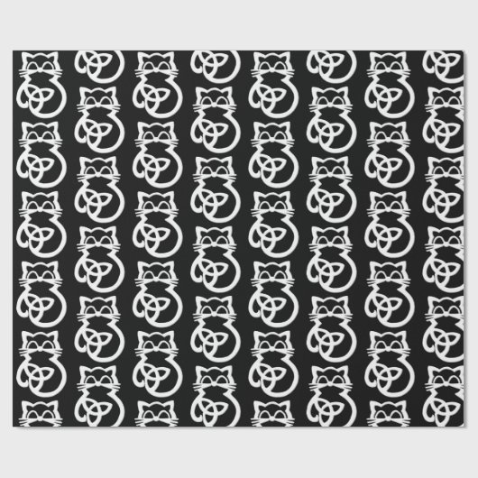 White Trinity Knot Celtic Cat Wrapping Paper Geschenkpapier (Flach)