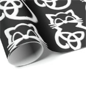 White Trinity Knot Celtic Cat Wrapping Paper Geschenkpapier (Rolleneckpunkt)
