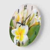 White tropical flower große wanduhr (Winkel)