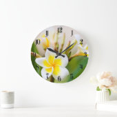 White tropical flower große wanduhr (Zuhause)