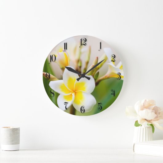 White tropical flower große wanduhr (Zuhause)