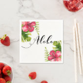 White Tropical Hibiskus Blätter Chic Wedding Aloha Serviette (Beispiel)