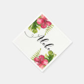 White Tropical Hibiskus Blätter Chic Wedding Aloha Serviette (Ecke)