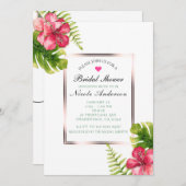 White Tropical Hibiskus Blätter Elegante Einladung (Vorne/Hinten)