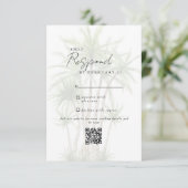 White Tropical Modern Wedding QR Code UAWG RSVP Karte (Stehend Vorderseite)