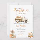 White Truck Pumpkin ist auf dem Weg Baby Shower Gi Einladung (Vorderseite)