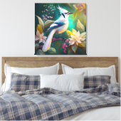 White Tufed Aquamarin Wing Jay Fantasy Bird Leinwanddruck (Insitu (Schlafzimmer))