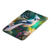 White Tufed Aquamarin Wing Jay Fantasy Bird Magnet (Linke Seite)