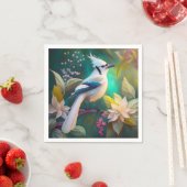 White Tufed Aquamarin Wing Jay Fantasy Bird Serviette (Beispiel)