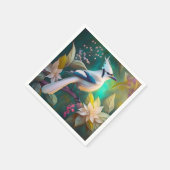 White Tufed Aquamarin Wing Jay Fantasy Bird Serviette (Ecke)