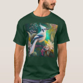 White Tufed Aquamarin Wing Jay Fantasy Bird T-Shirt (Vorderseite)