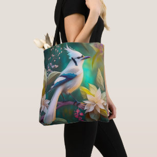 White Tufed Aquamarin Wing Jay Fantasy Bird Tasche