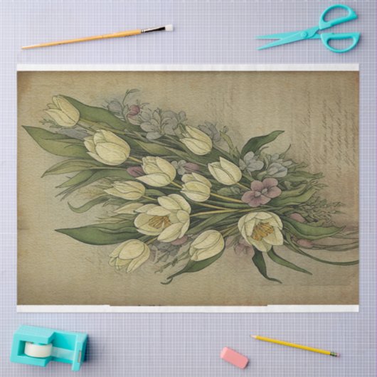 White Tulip Alte Kunst Seidenpapier (Basteln)