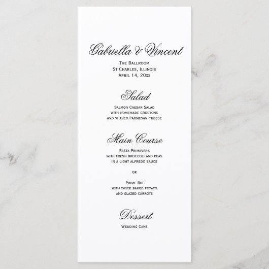 White Tulip and Pearls Spring Wedding Menu Menükarte (Rückseite)