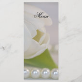 White Tulip and Pearls Spring Wedding Menu Menükarte (Vorderseite)