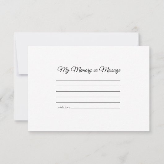 White Tulip auf Green Share a Memory Beerdigung Mitteilungskarte (Rückseite)