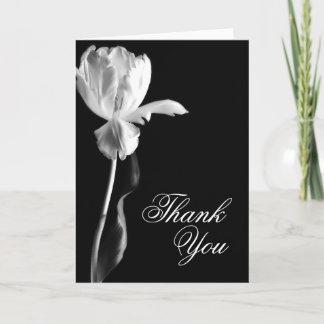 White Tulip Black Background Vielen Dank, dass Sie Dankeskarte