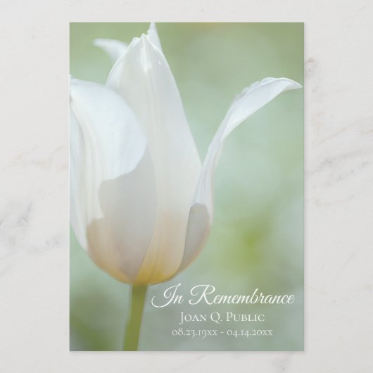 White Tulip Blume Frühjahrsfeier Gedenkfeier Programm (Vorderseite)