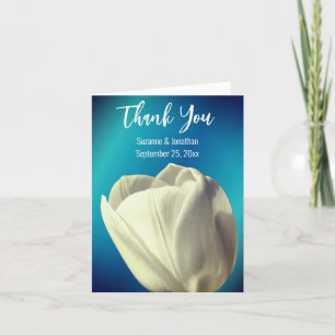 White Tulip Blume Hochzeit Personalisiert Dankeskarte