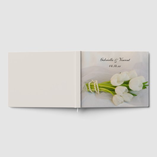 White Tulip Bouquet Spring Wedding Gästebuch (Voll)