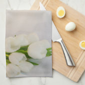 White Tulip Bouquet Spring Wedding Save the Date Geschirrtuch (Viertel Falte)