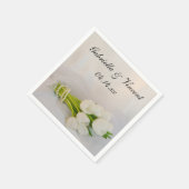 White Tulip Bouquet Spring Wedding Serviette (Ecke)