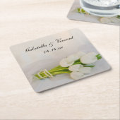 White Tulip Bouquet Wedding Rechteckiger Pappuntersetzer (angewinkelt)