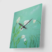 White Tulip Clock Quadratische Wanduhr (Winkel)