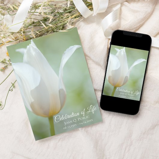 White Tulip Frühjahrsfeier zur Beerdigung des Lebe Einladung