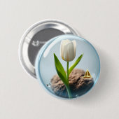 White Tulip in a Bubble Button (Vorne & Hinten)