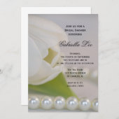 White Tulip Pearls Spring Brautparty Einladung (Vorne/Hinten)