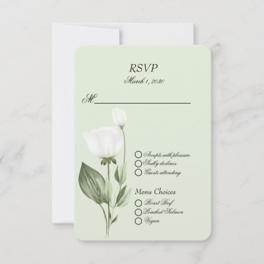 White Tulip Spring Wedding RSVP Karte (Vorderseite)
