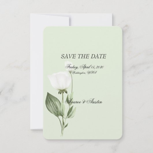 White Tulip Spring Wedding Save The Date (Vorderseite)
