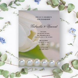 White Tulip und Pearls Spring Engagement Party Einladung