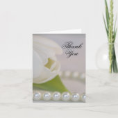 White Tulip und Pearls Spring Wedding Vielen Dank Dankeskarte (Vorderseite)
