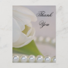White Tulip und Pearls Spring Wedding Vielen Dank Postkarte