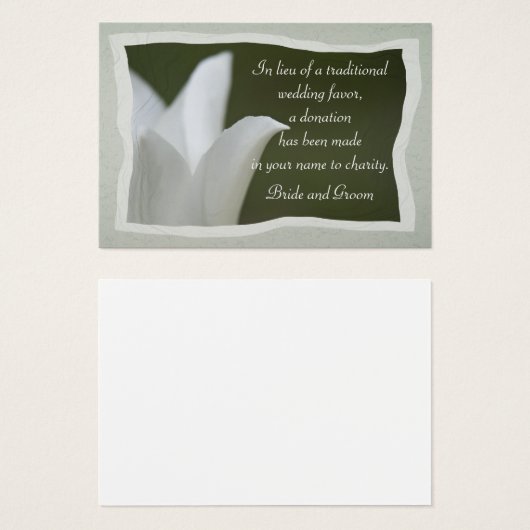 White Tulip Wedding Wohltätigkeit Fevor Card (Vorne & Hinten)