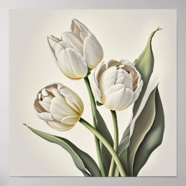 White Tulips Blume Art Print Poster