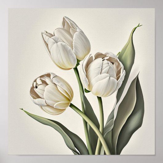 White Tulips Blume Art Print Poster (Vorne)
