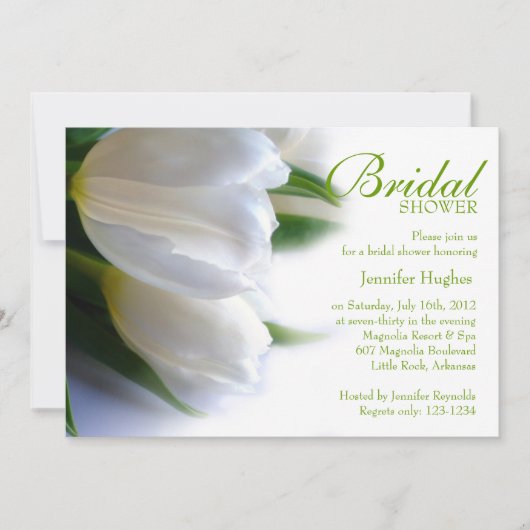 White Tulips Bridal Dusche Einladung (Vorderseite)